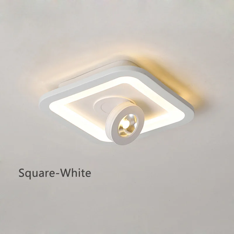Square-White Светодиодный потолочный светильник для прохода можно поворачивать прожекторы плюс подсветка гостиной столовой коридора веранды, коридора - Цвет абажура: Square-White