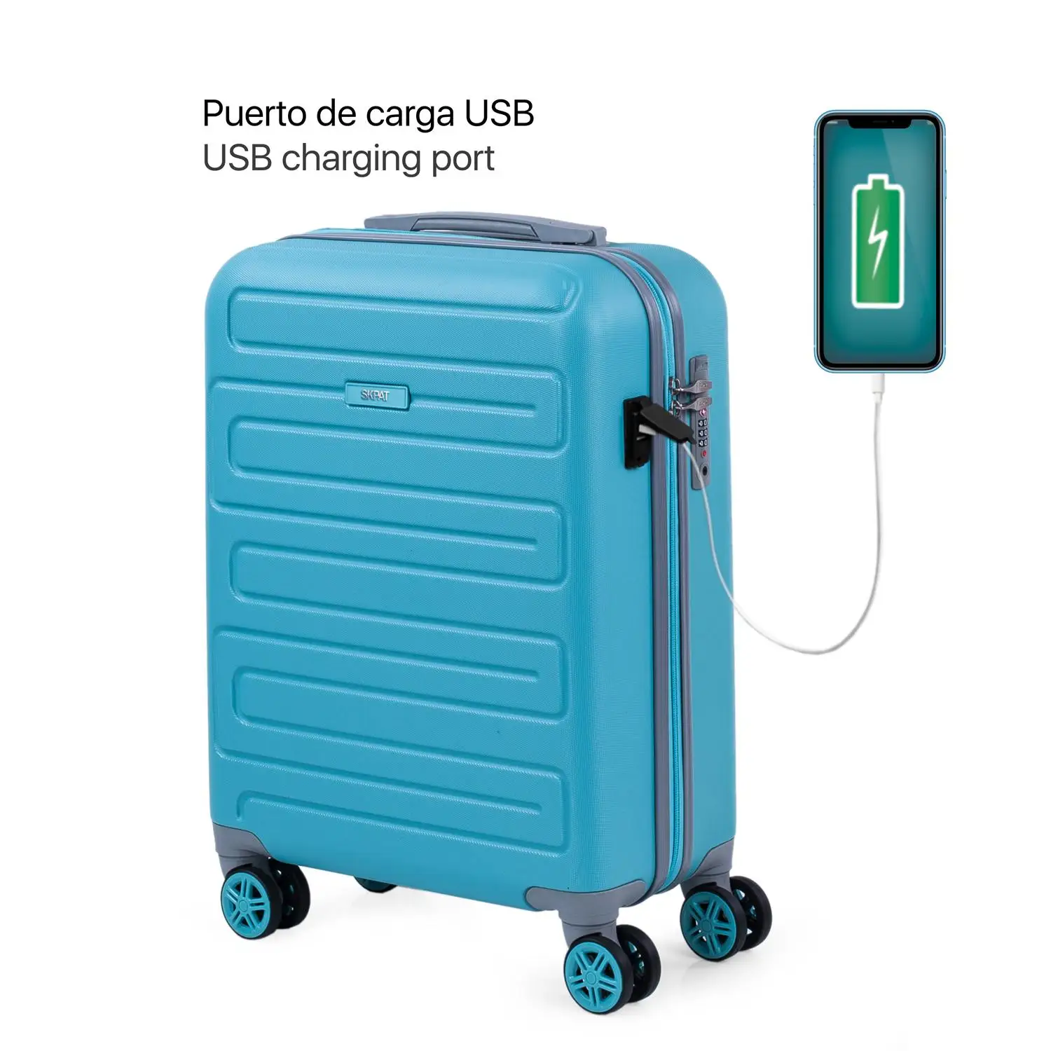Skpat Monaco набор из 2 чемоданов для путешествий с Puero USB 4 двойными колесами ABS супер светильник 175015