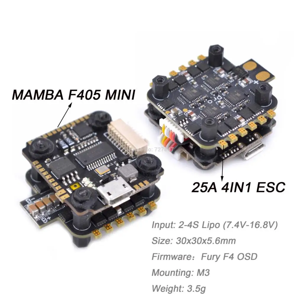 

Diatone MAMBA F405 MINI F4 Flight Controller Integrated OSD 5V/1A BEC & 4 In 1 25A ESC 2-4S for DIY FPV Racing Drone Quadcopter