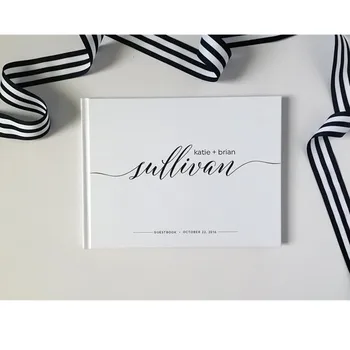 

Personalized Wedding Guest Book Mr and Mrs names and date Guestbooks Custom Engagement Customized Black and White Photo Book