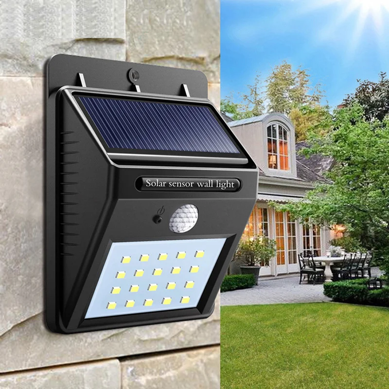 4x 20LED Solar Power Light PIR Motion Sensor Security Outdoor Garden Wall Lamp Z 