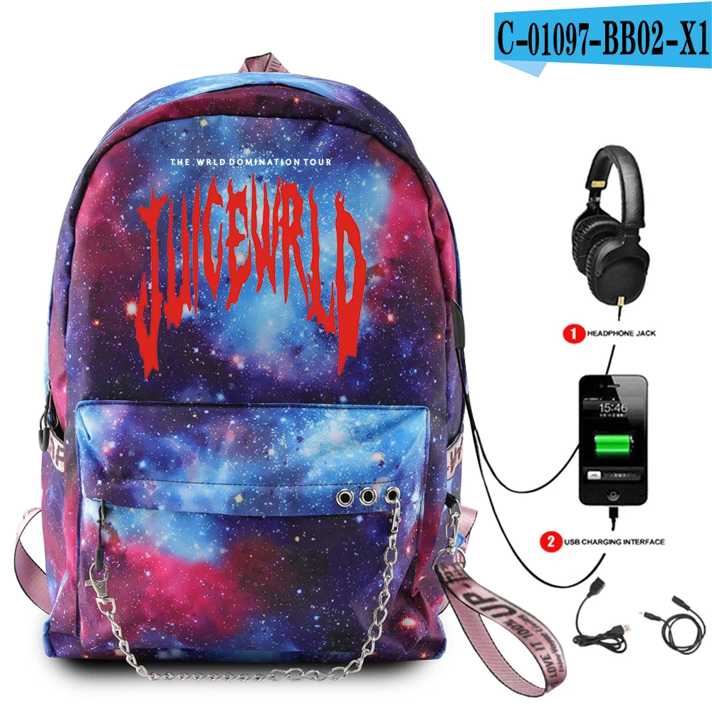 Juice Wrld рюкзак, модный рюкзак с принтом звездного неба, рюкзак для ноутбука, USB многофункциональный рюкзак для путешествий, софтбэк рюкзак - Цвет: Starry sky