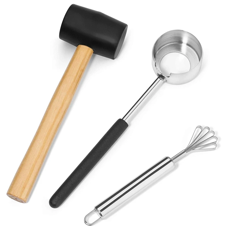 Hot Coconut Opener Set For Young &amp Mature Coconuts By Tools Meat Removal With Hammer Stainless Steel Knife |Premiu | Дом и сад