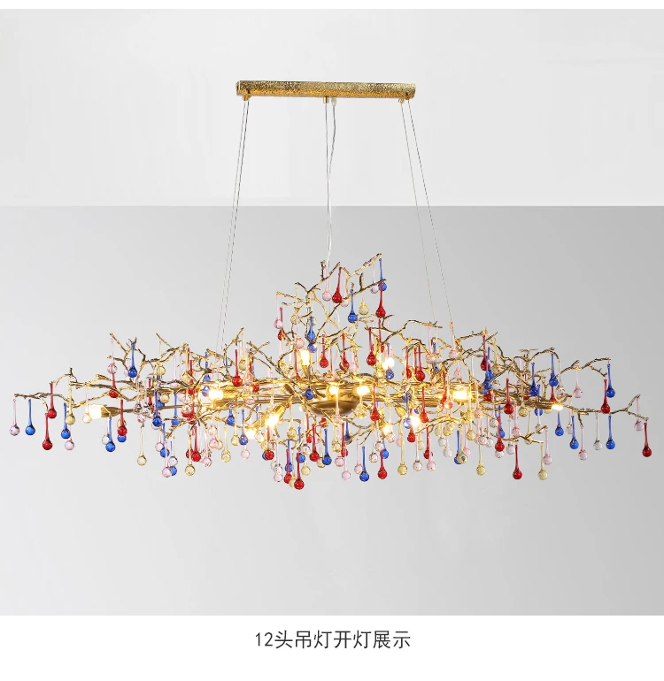 American copper chandelier duplex building large chandelier living room lamp crystal lamp luxury hotel restaurant sales