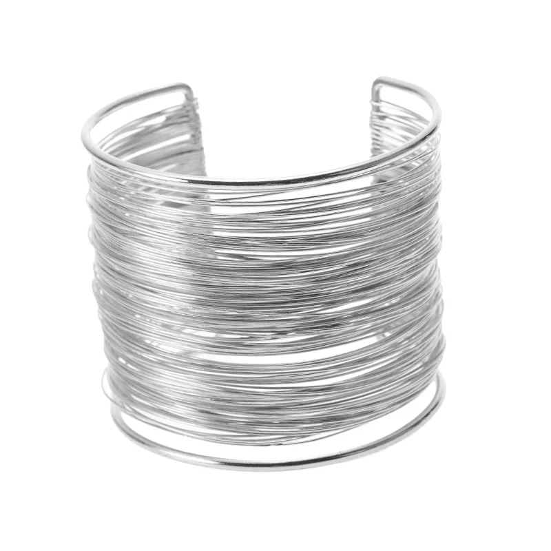 Silvery Новое поступление модные кривая золото Цвет широкий открытая манжета Браслеты& Браслеты для женщин ювелирные изделия - Окраска металла: Silvery