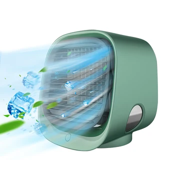 

Portable Air Conditioner 3 Adjustable Wind Speed Desktop Air Cooler Humidifier USB Mini Fan with 7 Color LED Light