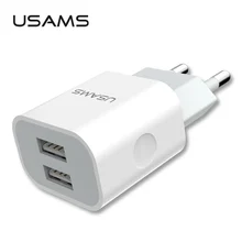 USAMS USB зарядное устройство 5 В/2,4 А зарядное устройство для мобильного телефона для iPhone samsung 2 порта EU/UK вилка настенное зарядное устройство для iOS/Android телефон зарядное устройство s