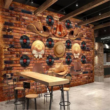 

milofi retro nostalgic hat record bar custom large wallpaper mural background wall