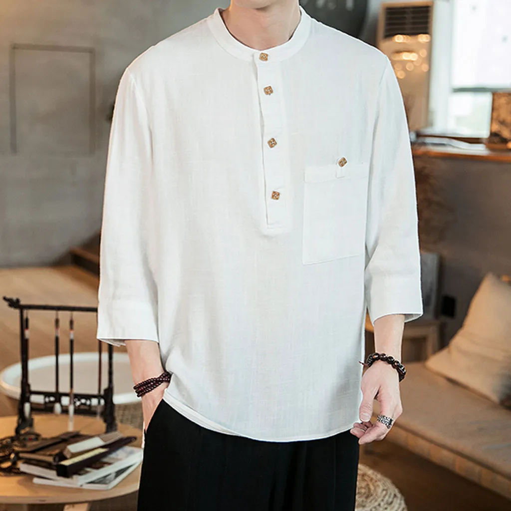 Camisa Для мужчин рубашка хлопковый Детский свитер из Демисезонный свободные 9-рубашка с длинным рукавом Топ Мода Повседневное, на каждый день, однотонный Цвет Простая рубашка для мужчин; Новинка; замшевая