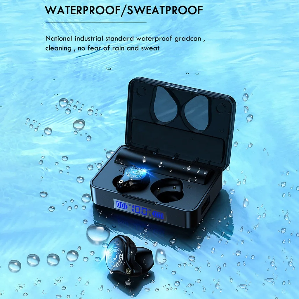 50# Bluetooth наушники TWS 5,0 в водонепроницаемые стерео беспроводные наушники с шумоподавлением, игровая гарнитура, светодиодный дисплей, наушники