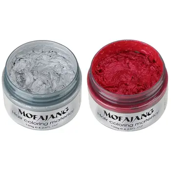

2x Mofajang Style Styling Products Hair Color Wax Dye One-Time Molding Paste Hair Dye Wax Make Up Gray & Red