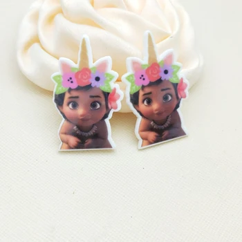 

30pcs/50pcs Flat Back Planar Resin Cartoon Baby Moana Acrylic Resin Cabochons for DIY bow Decoration 32*35mm R1598
