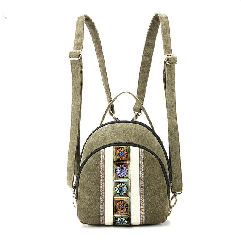 

1PCS Fashion Folk Embroidered Canvas Small Backpack Portable Mini Backpack