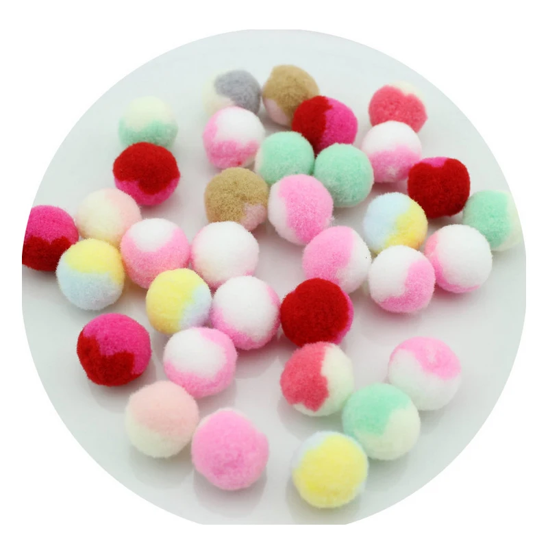 

CCINEE Two Color Pompom ColorFul High Elastic Silk Plush Ball Furball Home Decor 15mm/20mm/25mm/30mm DIY Craft Supplies