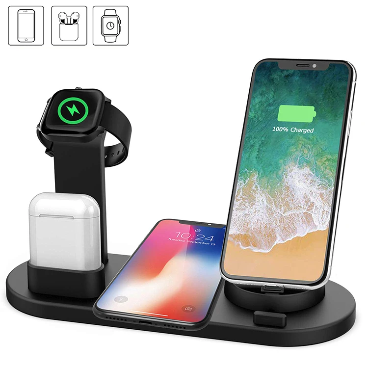 

Qi 4 in 1 Quick Wireless Charging Stand Fast Phone Charger Dock Station For Apple Watch 4 3 2 1 iPhone 11 X XS XR 8 7 6 Airpods