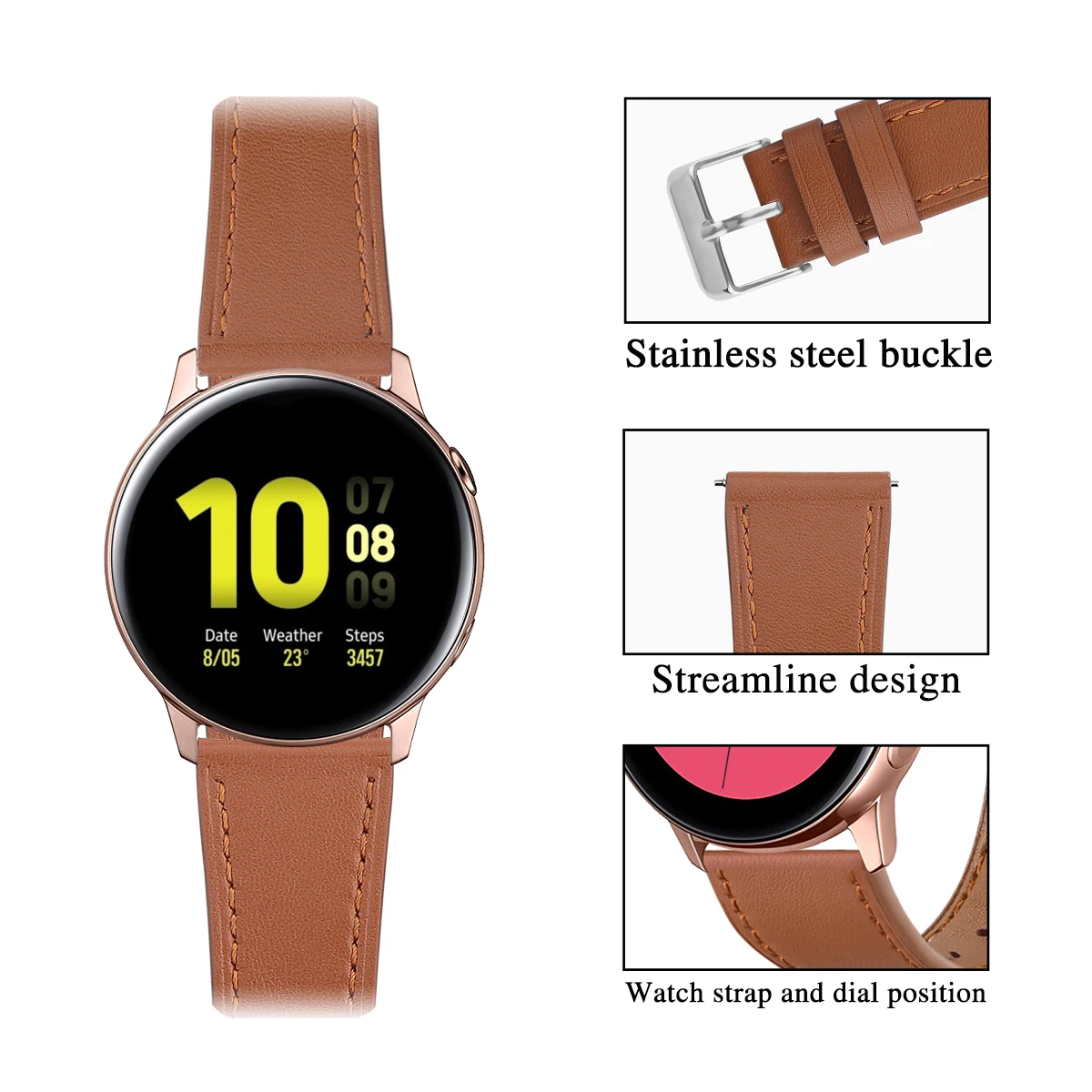 Ремешок для Samsung Galaxy Watch Active 2 Band 20 мм ремешок часов кожаный
