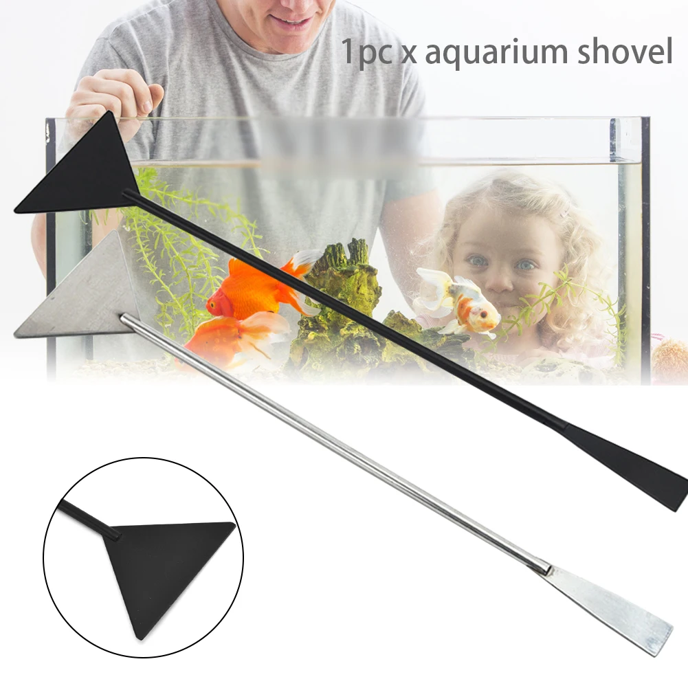 Durable Landscaping Aquarium Shovel Fish Tank Flatten Sand Double Head Non Slip Marine Stone Stainless Steel Cutting Clean Tool |