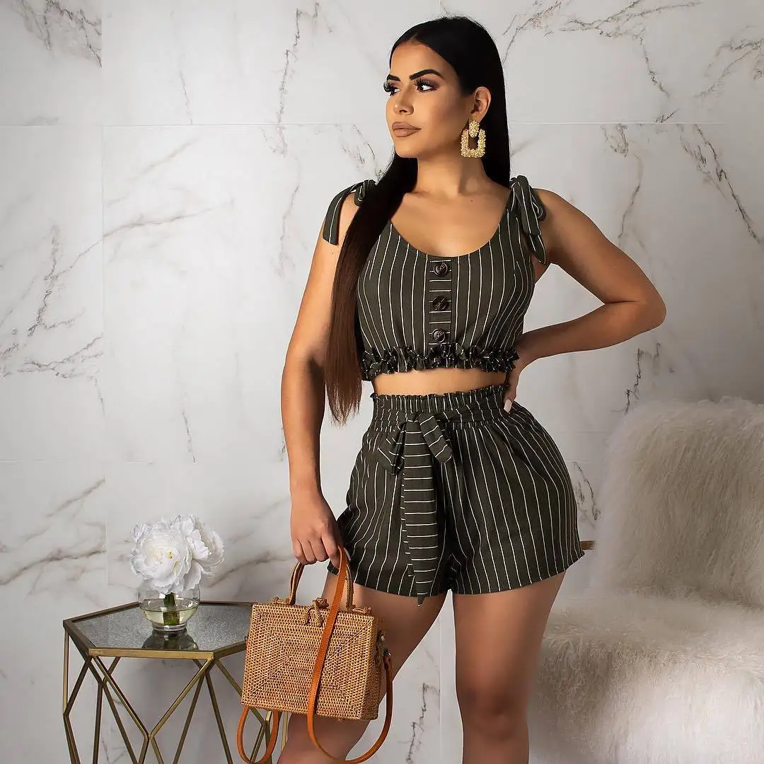 

2021 Europe and the United States summer women's fashion trend personality elastic waist thin section loose casual sports suit