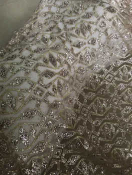 

fashionable JIANXI.C-91107 african lace fabric with glued glitter sequins French tulle lace fabric