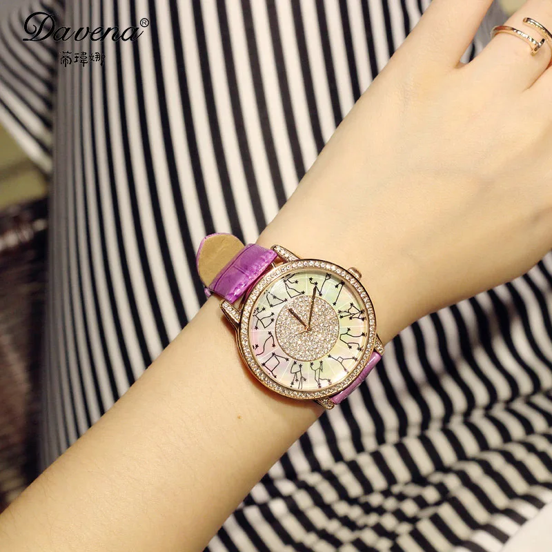 SALE!!! Discount Davena Crystal Old Types Lady Women's Watch Japan Mov't Fashion Hours Bracelet Leather Girl's Gift No Box