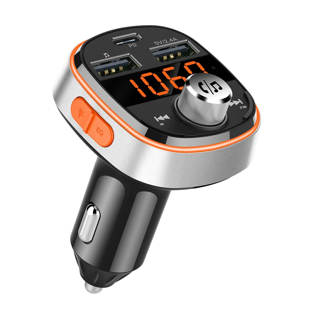 Fm-передатчик Bluetooth hands-free автомобильный mp3-плеер сабвуфер красочный атмосферный свет двойной USB PD3.0 быстрое зарядное устройство