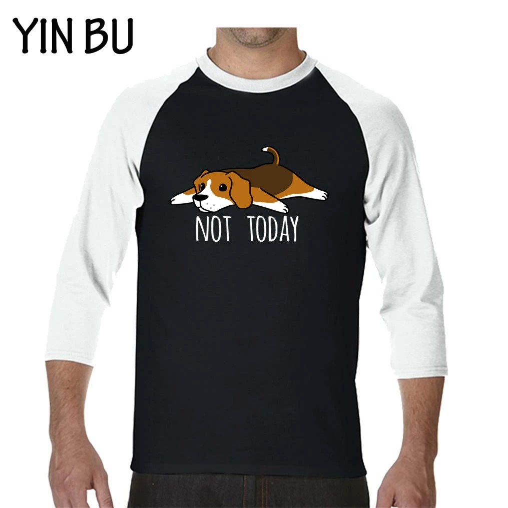 Мужские футболки Not Today Beagle Dog зима осень новая футболка оптом с длинным рукавом мужская футболка уличный стиль Забавный - Цвет: Черный