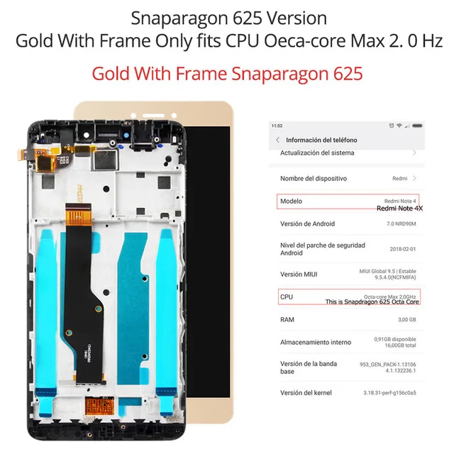 WhiteFrameSnapdragon Для 5," Xiaomi Redmi Note 4X Snapdragon 625 и MediaTek MTK Helio X20 версия ЖК-экран+ сенсорная панель - Цвет: WhiteFrameSnapdragon