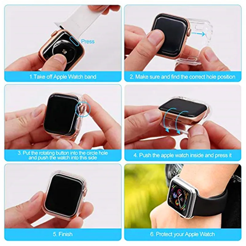 Прозрачный чехол для apple watch 4 44 мм 40 мм 360 полный прозрачный мягкий ТПУ ультратонкий протектор чехол для iWatch 4 44/40 мм аксессуары