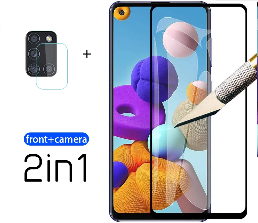 2 в 1 закаленное стекло для Samsung Galaxy A21s A 21 S A21 Защитная пленка объектива камеры