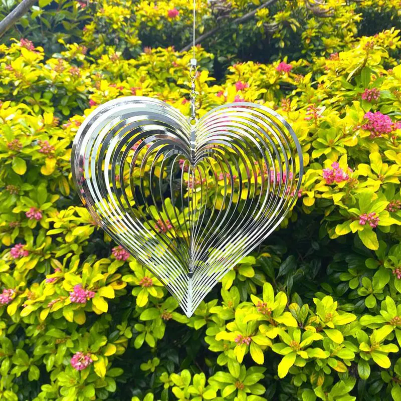 Heart Shaped Ball 3D Wind Chime Outdoor Garden Home Door Hanging Ornament 