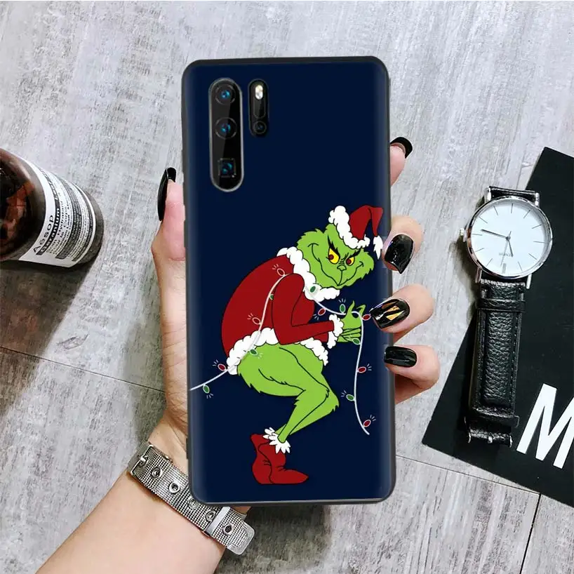 Зеленый Grinch Рождественский черный чехол для телефона huawei mate 30 20 10 P30 P20 P10 Pro Lite P Smart Z роскошный Coque Shell