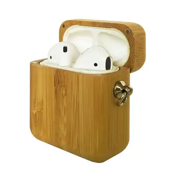 

For AirPods hard Case Luxury Protective Wood Cover Case Shockproof Case Earphone Wireless Charging box Case With Keyring Case
