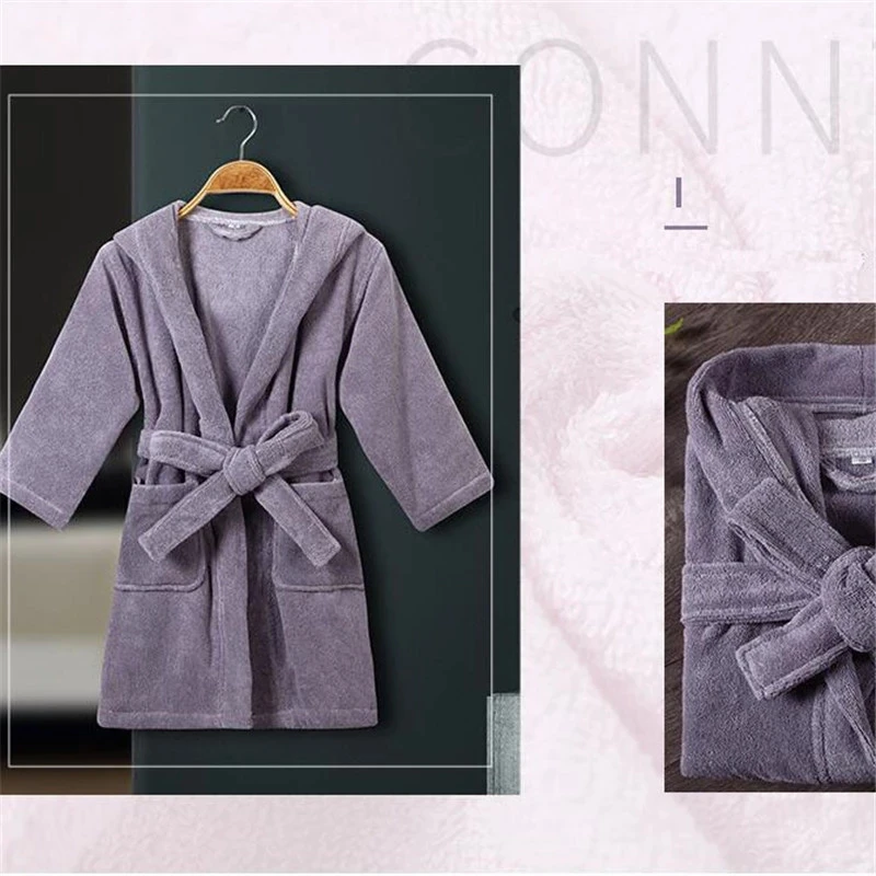 Hooded Children Toweling Terry Cotton Bathrobe Boys Kids Thicken Winter Bath Robe Little Girls Dressing Gown L192 child bathrobe,kids robe