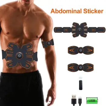 

Unisex Abdominal Muscle Stimulator Trainer ABS Fitness Equipment USB Rechargeable Remote Control Smart Fitness Abdominal Sticker