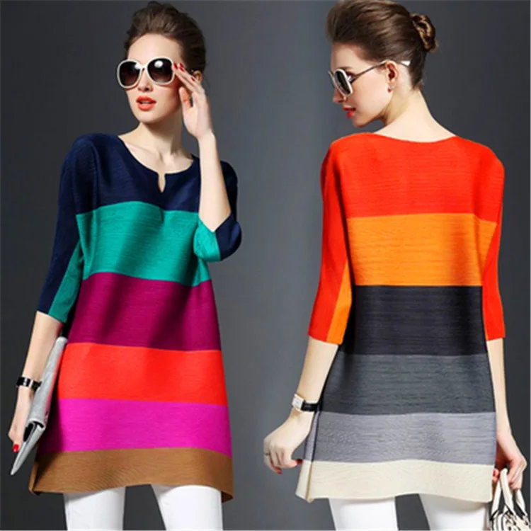 Christmas dress sundress woman dresses spring summer lady's fashion elegant sexy colorful rainbow striped free shipping