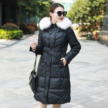 

High quality Fashion Women Down Jacket 2020 Winter New original design Down Coat Long braid hair collar Slim Outerwera W253