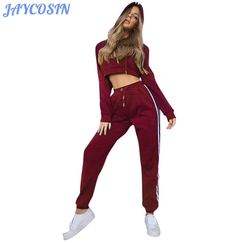 JAYCOSIN Модные женские комплекты одежды спортивный костюм толстовка с капюшоном