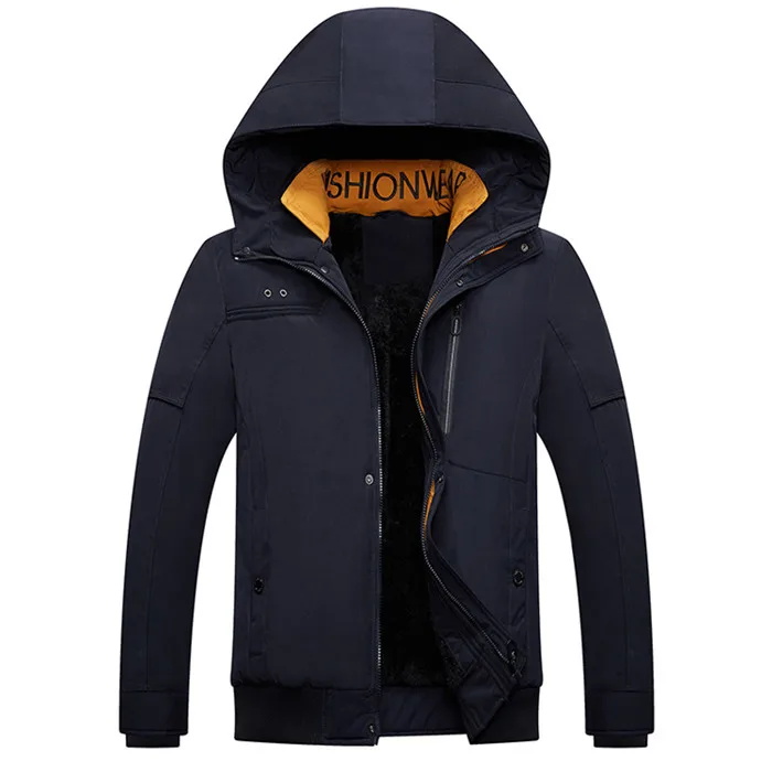 Новинка, зимние мужские куртки из плотного флиса с капюшоном, мужские пальто, повседневная мужская верхняя одежда, брендовая одежда, Европейский Размер 4XL, SA768 - Цвет: Dark Blue