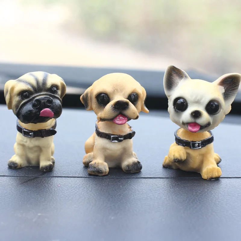 1pc Cute Shaking Head Resin Dog Puppy Figurines Auto Interior Dashboard Toys Home Desktop Furnishing Decor Gifts Random Style|Статуэтки и