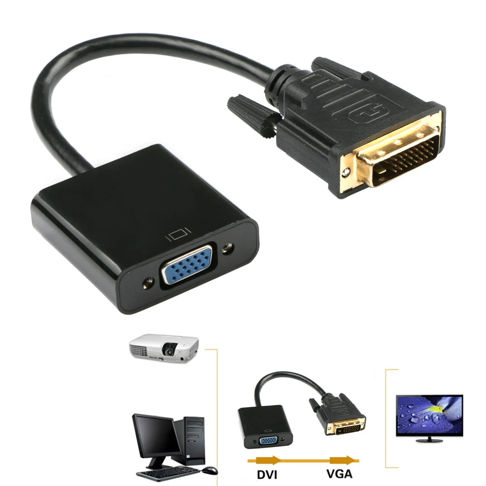 Besegad HD DVI-D 24 штекера в VGA 15 Pin Женский HDTV адаптер конвертер коннектор монитор кабель