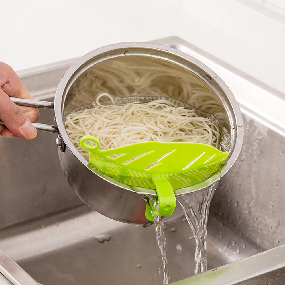 Leaf Shape Rice Cleaning Strainer Gadget Rice Wash Filtering Baffle Sieve Beans Peas Washing Filter Drain Board Snap-type