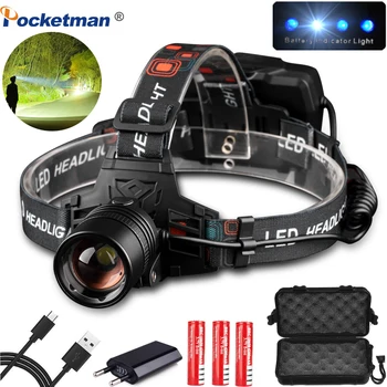 

Most Bright XHP50 USB Rechargeable Led Headlamp Headlight xhp70 Torch Zoomabe Taclical Headlight Use 3*18650 batteries For Camp