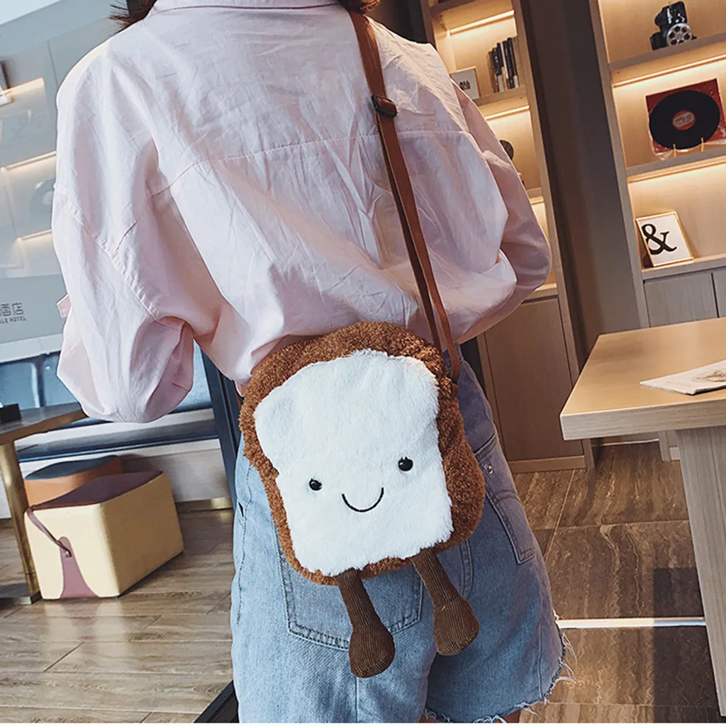 

2019 New Crossbody Bag Toast Bread Diagonal Bag Plush Expression Shoulder Bag Designer Bags Fashion Vestido das senhoras #57