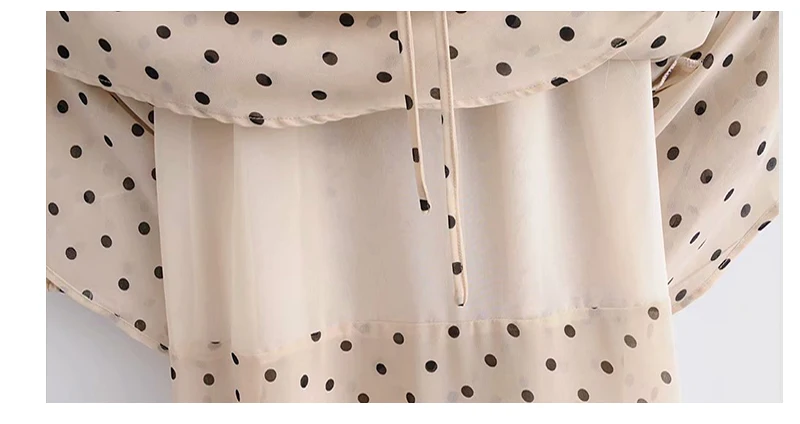 DICLOUD Vintage Polka Dot Long Dress Women Autumn Winter Ruffle Long Sleeve V Neck Elegant Maxi Party Dresses Ladies Clothing