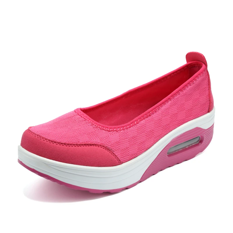 Women Slimming Shoes Air Sole Slip-on Sneakers Wedge Height Increasing Female Toning Swing Sneakers