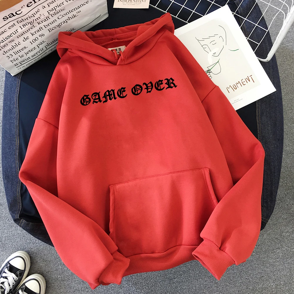  Plus Size Hoodies Game Over Letter Printed Pullover Hoodies Sweatshirt Women Fashion Female Autumn 
