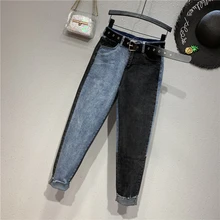 Новинка; сезон весна-осень; женские свободные брюки с высокой талией; популярные цветные джинсовые брюки; подростковые джинсы; штаны-шаровары