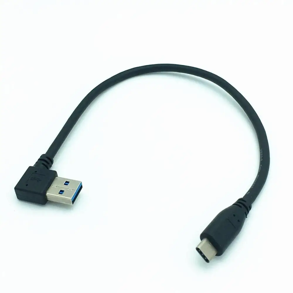90 градусов под прямым углом USB 3,0(type-A) штекер USB3.1(type-C) Мужской USB кабель для синхронизации данных и зарядки(черный) 0,25 м;