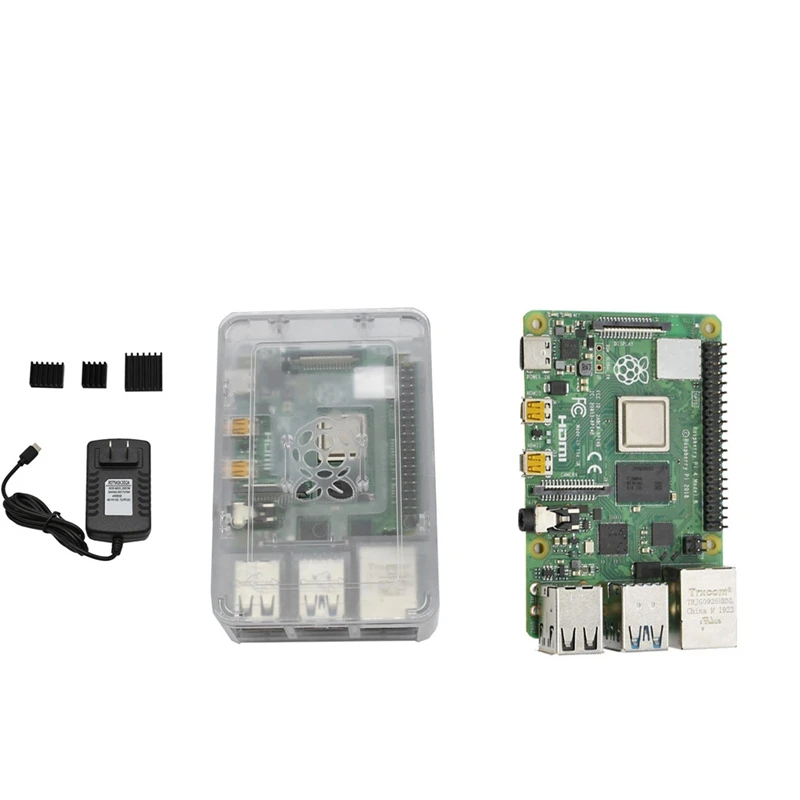 Для Raspberry Pi 4 Модель B ABS чехол 4G Оперативная память DIY Kit с радиатором 5V 3A Мощность адаптер для Raspberry PI 4B