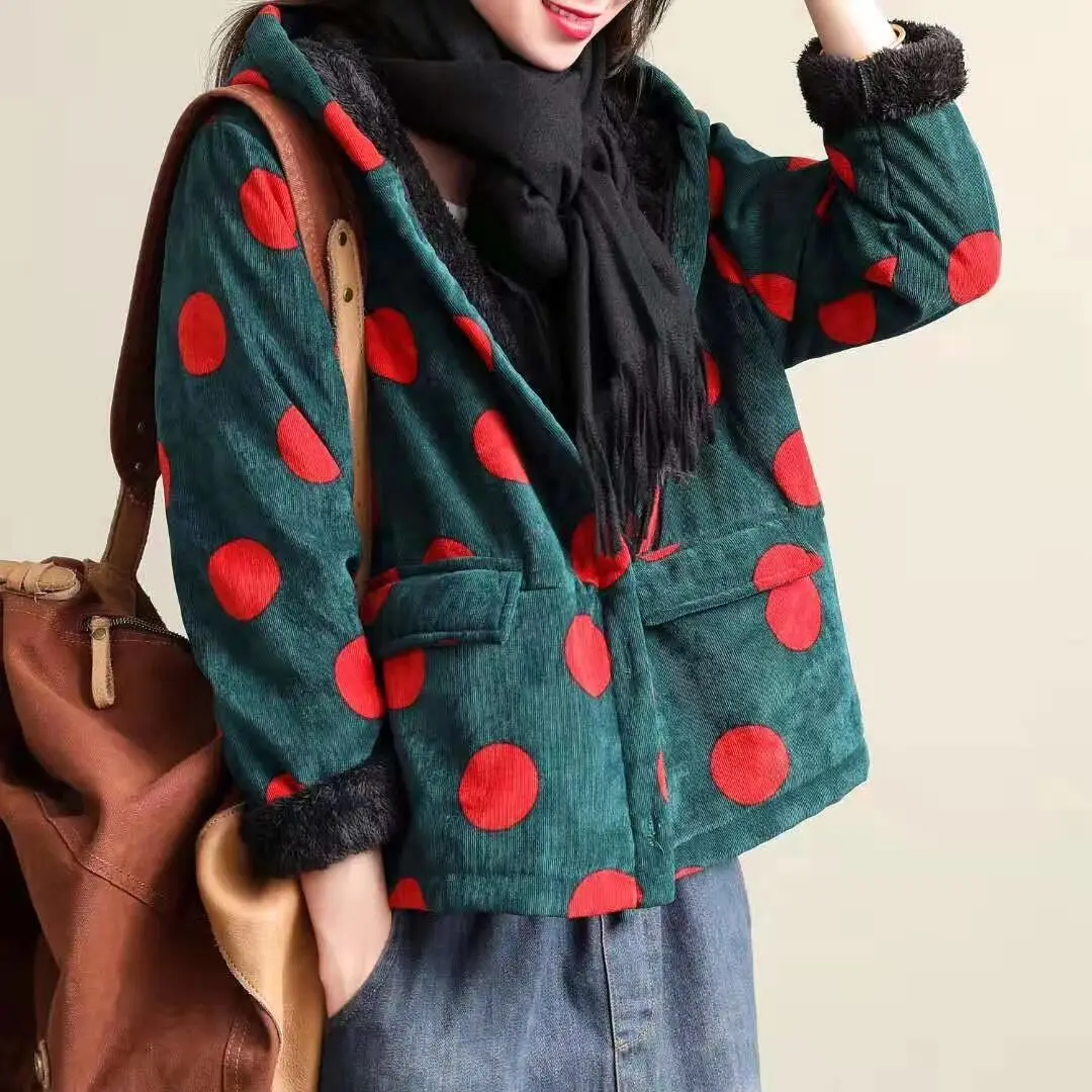 Зеленый Max LuLu зимняя корейская мода женская панк одежда женская с капюшоном в горошек стеганые куртки повседневные утепленные меховые теплые парки стеганые пальто - Цвет: Зеленый